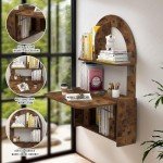 Floating Drop-Leaf Desk with Shelves - Rustic Brown