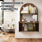 Floating Drop-Leaf Desk with Shelves - Rustic Brown
