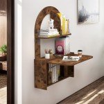 Floating Drop-Leaf Desk with Shelves - Rustic Brown