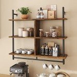 Bestier 3-Tier Floating Pipe Kitchen Shelves