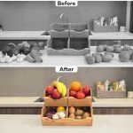 Bamboo Stackable Pantry Storage Bins - Set of 3