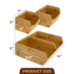 Bamboo Stackable Pantry Storage Bins - Set of 3