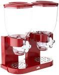 Red and Chrome Double Cereal Dispenser with Control