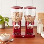 Red and Chrome Double Cereal Dispenser with Control