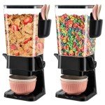 Black Cereal Dispenser Set with Bowls and Spoons