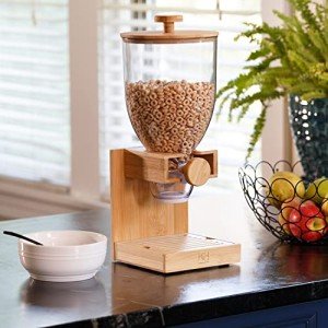 Bamboo Cereal Dispenser for Easy Kitchen Storage