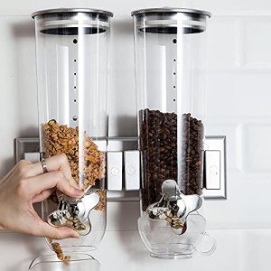 2-Pack Wall-Mounted Double Food Dispensers - Black
