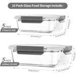 10-Pack Glass Meal Prep Containers with Snap Lids