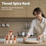4-Tier Natural Wood Spice Rack Organizer