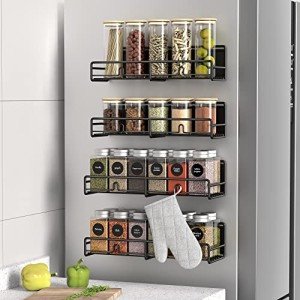 Magnetic Spice Rack Organizer - 4 Pack Black