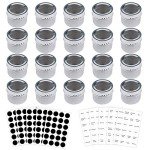 20 Magnetic Spice Tins with Clear Lids and Labels
