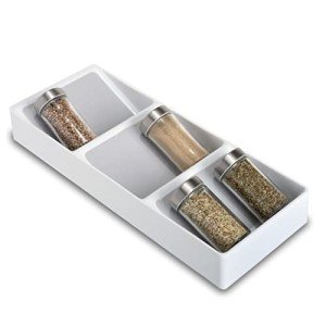 3-Tier Plastic Spice Rack Drawer Organizer - White