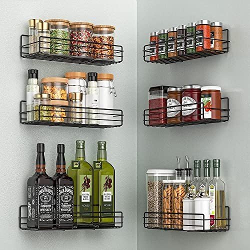 Wall-mounted spice shelves
