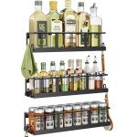 Bunoxea Wall-Mounted Spice Rack Organizer - 3 Pack