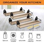 4 Pack Wall-Mounted Rustic Spice Rack Set