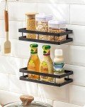 Black Metal Wall-Mount Spice Rack Shelves (2-Pack)