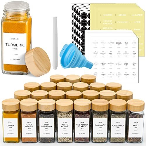 Labeled glass jar sets