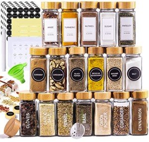 Airtight Glass Spice Jars with Bamboo Lids