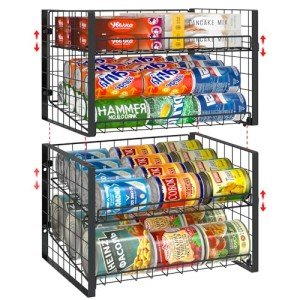 2-Tier Stackable Can Rack Organizer - Black