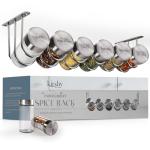 Under Cabinet Spice Rack with Glass Jars & Labels