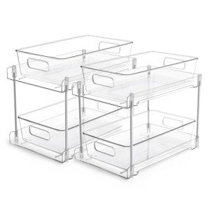 2-Tier Clear Bathroom Storage Organizer - 2 Pack