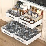Pull Out Cabinet Organizers - 2 Pack (White)
