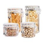 4-Piece Clear Canister Set with Airtight Lids