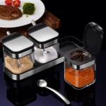 Clear Glass Spice Jars with Stainless Steel Lids