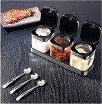 Clear Glass Spice Jar Set with Stainless Lids and Spoons