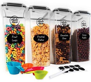 Airtight Plastic Cereal Storage Containers - Set of 4