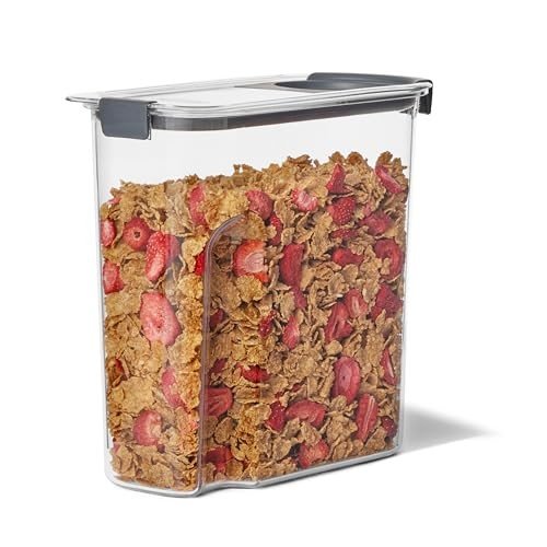 Airtight Rubbermaid Cereal Storage Container (32oz) made from shatterproof Tritan plastic.
