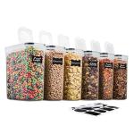 Airtight 6 Pack Food Storage Containers with Labels