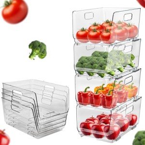 Clear Stackable Storage Bins for Pantry and Toys