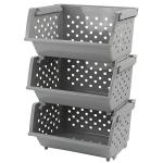 3-Pack Stackable Gray Storage Bins