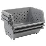 3-Pack Stackable Gray Storage Bins