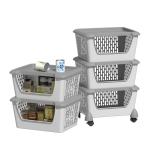 5 Pack Stackable Storage Bins with Wheels