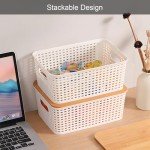 Plastic Storage Bins with Bamboo Lids - 6 Qt
