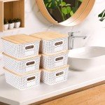 Plastic Storage Bins with Bamboo Lids - 6 Qt