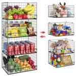 4-Pack Stackable Wire Baskets for Pantry Organization
