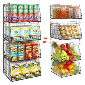 XXL Stackable Wire Storage Baskets - 4 Pack