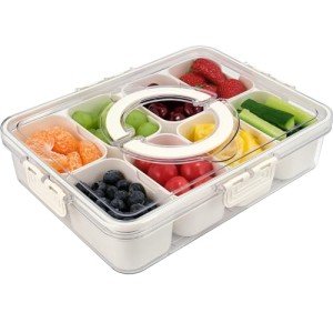 Divided Serving Tray with Lid and Handle