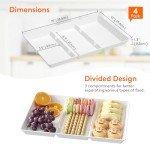 4-Pack Divided Serving Trays for Food Organization
