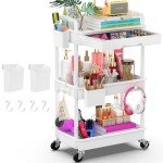 3-Tier Rolling Utility Cart with Removable Drawer