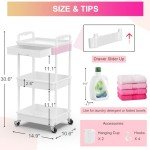 3-Tier Rolling Utility Cart with Removable Drawer