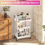 3-Tier Rolling Utility Cart with Removable Drawer