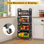 Pasocel 4-Tier Rolling Snack Storage Cart