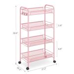 4-Tier Rolling Utility Cart with Hooks and Wheels