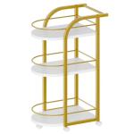 3-Tier White and Gold Bar Cart on Wheels