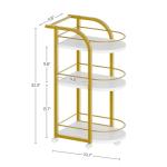 3-Tier White and Gold Bar Cart on Wheels