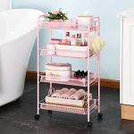 4-Tier Rolling Utility Cart with Hooks and Wheels